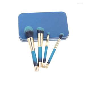 Cepillos de maquillaje 4pcs mango magnet estuche de metal empacación profesional para mujeres para mujeres herramienta de belleza de belleza kit de cepillo cosmético