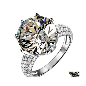 Solitaire Ring Büyük Taş Lüks Atmosfer Crown Group FL Diamonds Hearts and Arrows Düğün Drop Del Dh5m3 için Büyük Elmas Takı