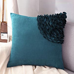 Pillow Blue Special Flower Chair Sofa Cover Decorative Case 45x45cm Velvet Home Decoration Pillowcase