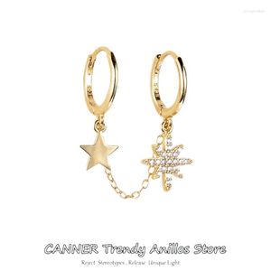 Orecchini a cerchio Canner Huggie per le donne 925 Sterling Silver Pendientes Catena doppia stella Diamond Hoops Gioielleria raffinata Joyero W5