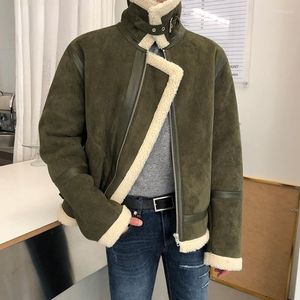 Kurtki męskie 2023 Jesień męskiej zima koreańska bawełniana kurtka modny design luźne zagęszczone jagnięce wełniane wełniane płaszcz swobodny stylowe ubrania