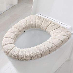 Toilet Seat Covers Cover Keep Warm Pattern Closestool Mat Knitting Soft O-shape Pad Washable Bathroom Accessories