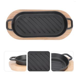 Plattor stek pan platta grill fajita gjutjärn stekpanna sizzling set teppanyaki bbq nonstick server griddle spovetop tallrik grillning