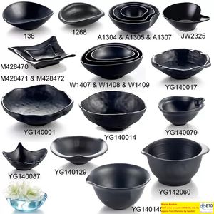 Melamine Dinkare Black Frost Oval Ramen Bowl Koreańska restauracja A5 Melamine Big Bowls Hurtowe zastawa stołowa melamina