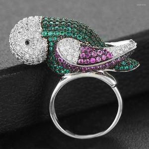 Bröllopsringar Godki Dubai Marocko Peace Pigeon Bird Ring for Women Full Cubic Zircon Finger Beads Noble Bohemian Beach Jewelry