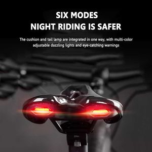 Saddles Durable Bicycle Saddle with USB Charging Light Mountain Road Bike Seat Cushion Warning Lights Outdoor Cycling Supplies 0131