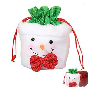 Christmas Decorations Drawstring Gift Bags Goody Treat Sacks Holiday Party Favors Santa Claus/Snowman/Elk Styles