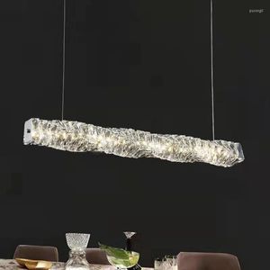 Chandeliers Modern Luxurious Bedroom Bedside Led Crystal Pendant Lights Living Room Long Gold Chandelier 110V/220V 3 Color Dimming