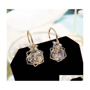 Dangle Chandelier Fashion Jewelry S925 Sier Post Hollowed Rose Earrings Zircon Drop Delivery Dhyxw