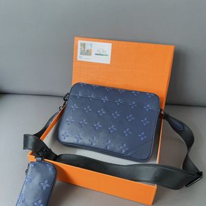 CC Fashioned Duo Messenger -Tasche Schwarze Monogramme Schattenleder für Männer abnehmbare Münzgeldbeutel Umschlag Outdoor Business Cross Lod Bags