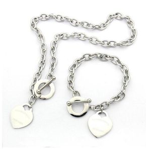 Luxury Designer tiffanys Link Silver Heart Bangle Bracelet Necklace Set Shape Original Fashion Classic Bracelet Women Jewelry Gift