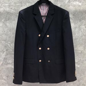 Abiti da uomo Blazer Uomo Blazer Work Suite Blazer formale Uomo British Suit Slim Giacca nera Primavera Autunno Doppio petto Cappotto di lana sottile 230130