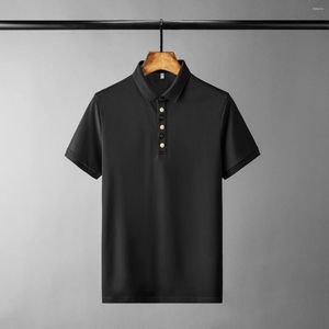 Camisetas masculinas minglu algodão masculino Botões de rosa de ouro de luxo de luxo de manga curta moda moda de moda slim fit masculino 3xl