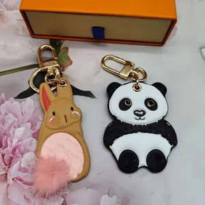 Tasarımcı Anahtarlık Yüzükler Panda Tavşan Tavşanı Peluş Peluş Kahverengi Çiçek Hayvan Araba Keytingleri Tutucu Sevimli El Yapımı Deri Kadın Çanta Kolye Tahminleri Anahtar Zincirler Takı