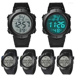 Нарученные часы модные водонепроницаемые мужчины LCD LCD Цифровые секундовые часы Date Rubber Sport Wrist Watch Led Men Outdoorwristwatches Bert22