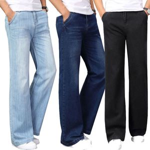 Jeans da uomo con gamba svasata e taglio ampio, vestibilità ampia, vita alta, design maschile, denim classico 230131