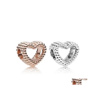 Charms Rose Gold eller Sier Color Heart Charm Bead Fashion Women Jewelry Fantastisk Design Europeisk stil Fit f￶r Pandora Armband 466C3 DHB69