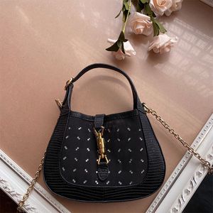 Jackie Shoulder Bag Totes Chain Crossbody Bags Women Handbag Purse Bling Diamond Lizard Leather Hollow Mesh Patchwork Axillary Bags Crystal Letter