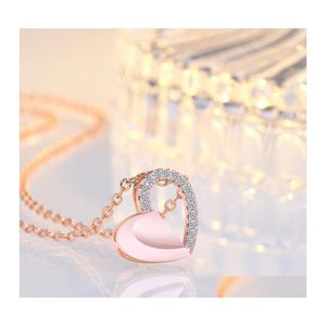 Pendant Necklaces Fashion Double Layer Heart Clear Cz Necklace Sier Chain For Women Fine Jewelry Wedding Gift Drop Delivery Pendants Dhuen