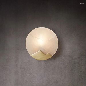 Wall Lamp Modern Marble Stone Mount Nordic Coppper Bedroom Bedside Light Fixture G9 Bulb Corridor Staircase Decoration