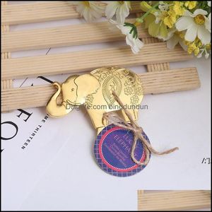 Новички 500pcs/lot Lucky Golden Sealphant Bottle Opener Gold Wedding Favors Favors Giveaway подарок для гостя PAA12896 Drop Dust Home OT1WG