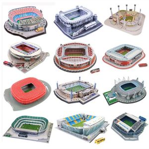 Clássico Quebra-Cabeça DIY 3D Quebra-Cabeça Mundo Futebol Estádio Europeu Futebol Playground Montado Modelo de Construção Quebra-cabeça Brinquedos para Crianças