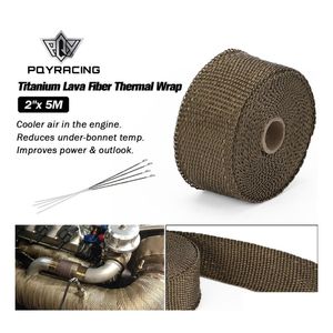 Heat Shields 2X 5Meter Premium Exhaust Wrap Manifold Titanium Lava Fiber Add 4 Pcs Ties 1905T Drop Delivery Mobiles Motorcycles Parts Dhwtp