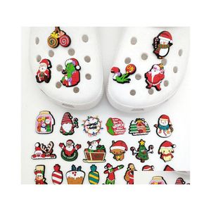 Parti di scarpe Accessori Colorfs Cartoon Tema natalizio Parte Decorazione in gomma morbida Fibbia per Croc Clog Charms Fiore Drop Delivery Dhbui