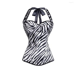 Damen Shapers Sexy Frauen Korsett Bustier Zebra Overbust Dessous Taille Trainer Lace Up Top Shapewear Plus Größe S-6XL Schwarz