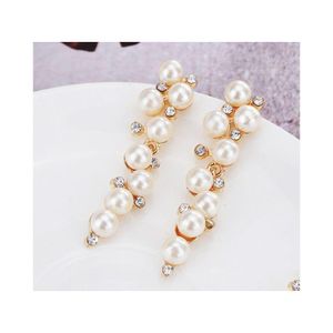 Stud Ladys Akcesoria dla kobiety Masowe Kolczyki biżuterii Faux Pearls Princess Dangle Drop dostawa dhmh5