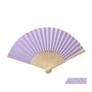 Annan heminredning Portable storlek DIY Summer Bamboo Folding Hand Hold Fan Chinese Dance Party Pocket Gifts Wedding Solid Color Drop Del Otoc0