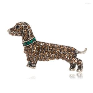 Brosches Dachshund Badge Rhinestone Sausage Dog for Women Cute Puppy Brosch Pin Design T-shirt Bag Handväskor Män smycken gåva