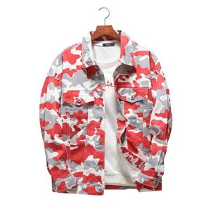 Men's Jackets Fashion Red Camouflage Jacket Casual Denim Outwear Loose Baggy Military Tactical Coat Streetwear Plus Size 4XL Cloth