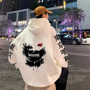 Herrtröjor tröjor anime hoodie tokyo ghoul kenaki män kvinnor avslappnad lös tryck pullover harajuku streetwear kläder 230130