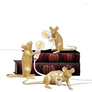 Table Lamps Gold Lamp Cute Mouse Living Room Luxury Desk Bedroom Nightstand Ornaments Indoor Lighting Gift Lampara