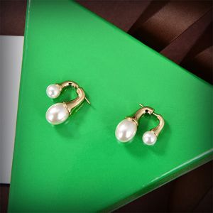 Women Casual Ear Stud Designers Golden Pearl Earrings Luxurys Vintage Sparkling Diamond Jewelry For Womens Ladies Wedding Party Dress