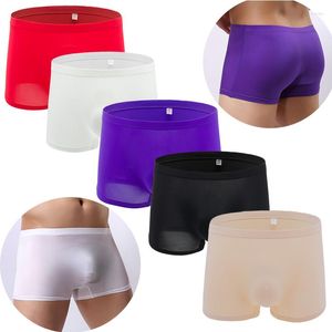 Underpants 5PCS Stretchy Men's Ice Silk Boxers Comfortable Shorts Underwear Male Gay Ropa Sexy Hombre Men Panties U-convex Pouch