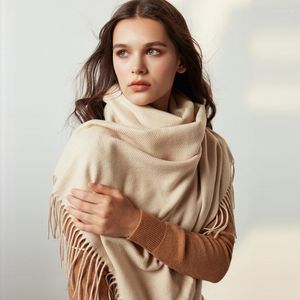 Scarves 2023 Women's Autumn And Spring Wool Water Ripple Scarf Warm All-match Solid Color Thickened Fashion Cashmere Shawl