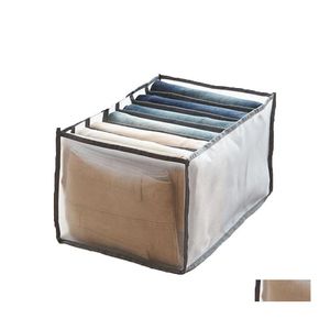 Storage Bags 7 Grids Box Clothes Jeans Wardrobe Organizer Stacking Tshirt Der Separator Foldable Closet Washable Tidy Home Drop Deli Otqx9