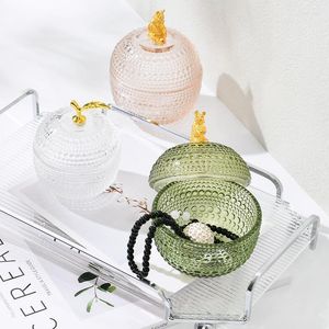 Storage Bottles Apple-shaped Glass Jar Table Debris Sorting Snack Cookie Candy With Lid High Beauty Jewelry Box