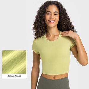 L371 Cropped Crewneck T-shirt Yoga Tops Nude Sense Short Sleeve Shirt Buttery Soft Running Tight Fit Sweatshirt Women Shirts Sport Tee