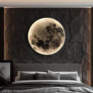 Lampada da parete Led Moon Painting Luci di lusso per apparecchi di telecomando per camera da letto Soggiorno Sala da pranzo Decorazione di luci di sfondo