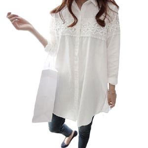 Kvinnors tshirt Autumn White Lace Blue Plus Size 4XL Women Topps Casual Loose Blues Long Sleeve Vintage Ladies Shirts Blusa AB318 230131