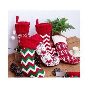 Christmas Decorations Knitted Stockings Tree Hanging Candy Gift Bag Festival Holiday Decor Ornaments Kids Xmas Bags Ysy281L Drop Del Dhquj