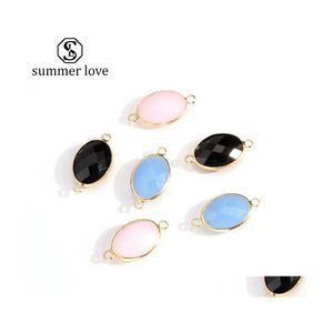 Charms Arrival Oval Pendant Gold Charm For Bracelet Bangle Necklace Diy Highgrade Colorf Natural Stone Accessories Jewelry Drop Deli Dheor