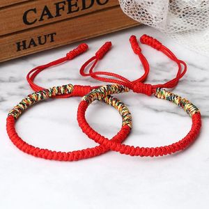 Link Bracelets Red Rope Braided Bracelet Handmade Tibetan Buddhist Multicolor Knot Pray Adjustable For Women Men Friendship Gift Lucky