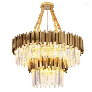 Candeliers Post Modern Gold Metal Metal Glass Pingente Crystal Candelier G9 LED LED LUBLE SUPSENSÃO ILUSTRAÇÃO