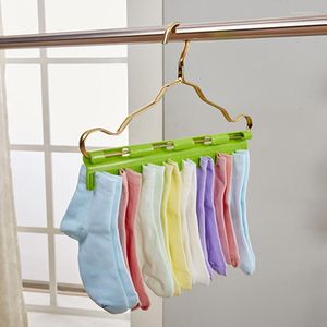 Hängare Multi Purpose Clip Hanger Sock Underwear Handduk Torkning av plast Lätt att använda Green Hee889