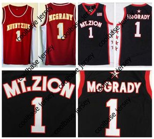 College Basketball Wears Mens Tracy McGrady #1 T-MAC Mount Zion Christian High School Basketball Jerseys MT.Zion Jersey Black Red Stitched