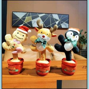Party Favor Wriggle Dancing Christmas Tree Elk Sing Electronic Plush Toy Decoration For Kids Funny Early Childhood Education Toys Pa Oth8Y
